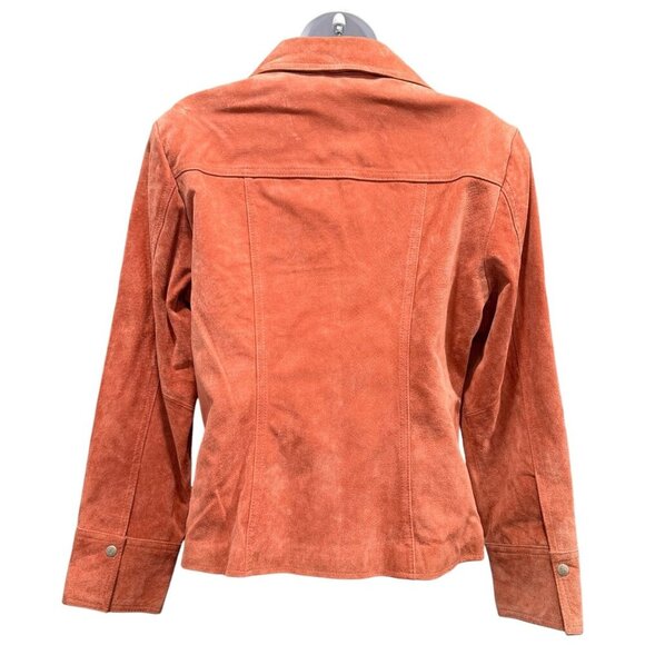VTG Y2K Live a Little Suede Snap Front Jacket Rust Orange Western Boho Womens PM - Picture 6 of 12